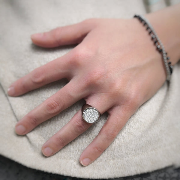 Anello Donna In Acciaio Inox Meditoys – Larghezza 8 Mm, Finitura Opaca Spazzolata, Ipoallergenico, Taglia MT20