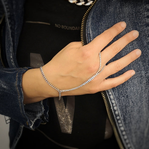 Bracciale Baciamano tennis cristalli in acciaio Beloved Gioielli