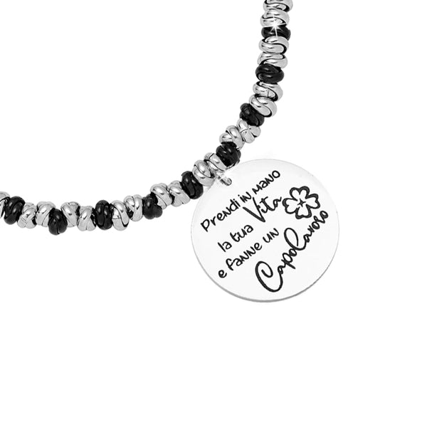 Bracciale rigido donna con charms e incisione - Love yourself first Bracciale rigido donna con charms e incisione - Love yourself first