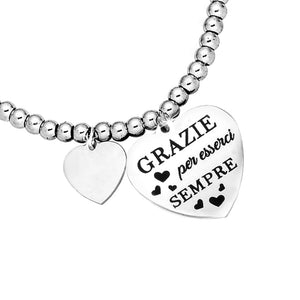 Bracciale in acciaio con incisione nera - "Grazie per esserci sempre" -Beloved_gioielli