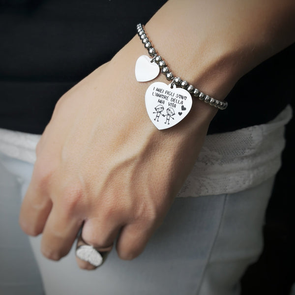 Bracciale Donna Luca Barra In Acciaio Famiglia - Verre Gioielli