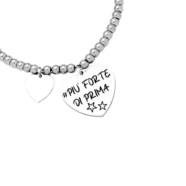 Beloved Bracciale Emozionale Donna Acciaio: Frasi Incise Smaltate, Aperto Regolabile 4mm
