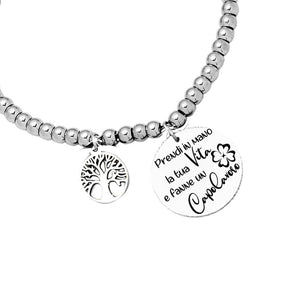 Bracciale in acciaio con incisione nera - "Prendi in mano la tua vita e fanne un capolavoro" -Beloved_gioielli