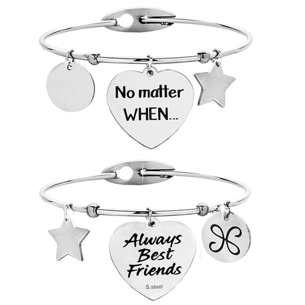 Beloved ❤️ Bracciale da donna, braccialetto in acciaio emozionale - frasi, pensieri, parole con charms - ciondolo pendente - misura regolabile - con incisione (BL9 Beloved ❤️ Bracciale da donna, braccialetto in acciaio emozionale - frasi, pensieri, parole con charms - ciondolo pendente - misura regolabile - con incisione (BL9