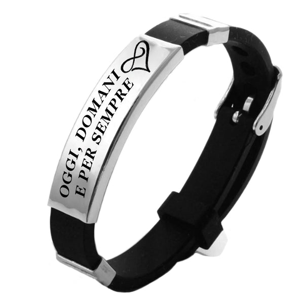 Bracciale Uomo In Pelle Con Incisione 'Ich Liebe Dich' - Regalo D'Amore Per Marito O Fidanzato Con Nodo Infinito