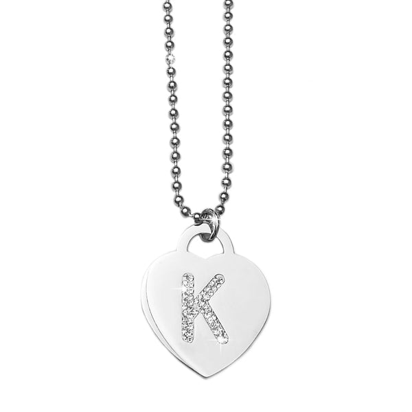 Collana Con Iniziale K In Argento 925 - Ciondolo Lettera Lucido Con Catena, Gioiello Personalizzato Con Portagioie E Panno