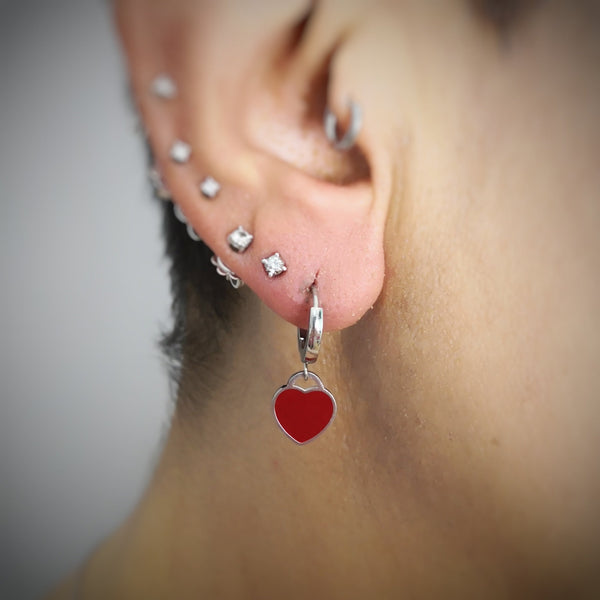 ANENJERY Orecchini a cerchio a forma di cuore con rughe ANENJERY Orecchini a cerchio a forma di cuore con rughe