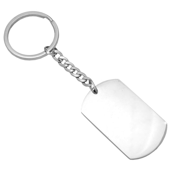 Portachiavi In Metallo IRIS Con Incisione Personalizzata - Rettangolare, Argento Opaco, 82x34 Mm, Confezione Regalo - 2