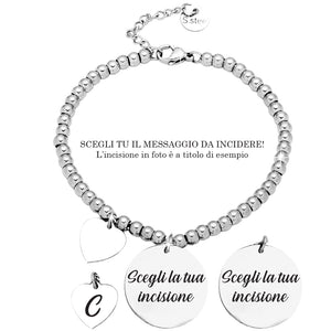 Bracciale in acciaio con incisione Personalizzabile - Scegli il ciondolo all'interno