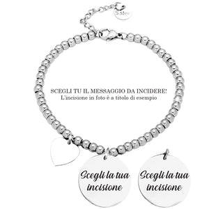 Bracciale in acciaio con incisione Personalizzabile - Scegli il ciondolo all'interno