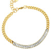 Bracciale Catena Groumette in Acciaio con Cristalli Baguette - Gold