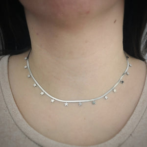 Collana in acciaio con catena Piattina colore silver - Stelle