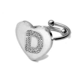 Anello con iniziale in acciaio inossidabile e cristalli - Scegli la tua lettera all'interno -Beloved_gioielli