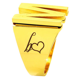 Anello con iniziale in acciaio inossidabile Gold - Scegli la tua lettera all'interno -Beloved_gioielli