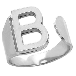 Anello con iniziale in acciaio inossidabile Silver - Scegli la tua lettera all'interno -Beloved_gioielli