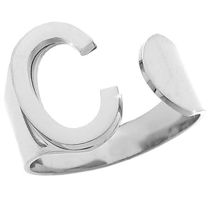 Anello con iniziale in acciaio inossidabile Silver - Scegli la tua lettera all'interno -Beloved_gioielli