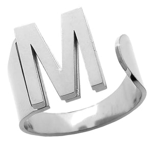 Anello con iniziale in acciaio inossidabile Silver - Scegli la tua lettera all'interno -Beloved_gioielli