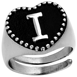 Anello regolabile con iniziale in acciaio inossidabile - Scegli la tua lettera all'interno -Beloved_gioielli