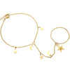 Baciamano con catenina semplice e charms in acciaio colore gold - Stelle e Mezzelune -Beloved_gioielli