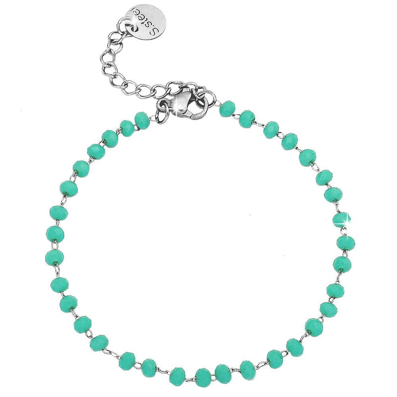 Bracciale componibile e personalizzabile - Cristalli color Tiffany lettere Silver -Beloved_gioielli