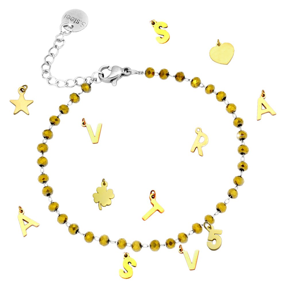 Bracciale componibile e personalizzabile - Cristalli Gold lettere Gold -Beloved_gioielli