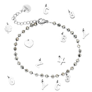 Bracciale componibile e personalizzabile - Cristalli Silver lettere Silver -Beloved_gioielli