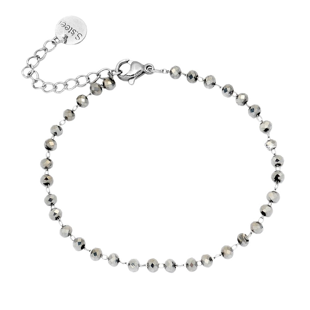 Bracciale componibile e personalizzabile - Cristalli Silver lettere Silver -Beloved_gioielli