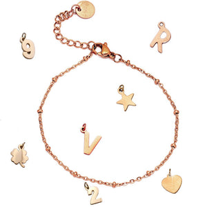 Bracciale componibile e personalizzabile - Nome o Parola - catenina e lettere Rose Gold -Beloved_gioielli