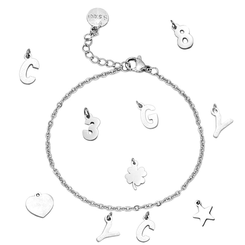 Bracciale componibile e personalizzabile - Nome o Parola - catenina e lettere Silver -Beloved_gioielli