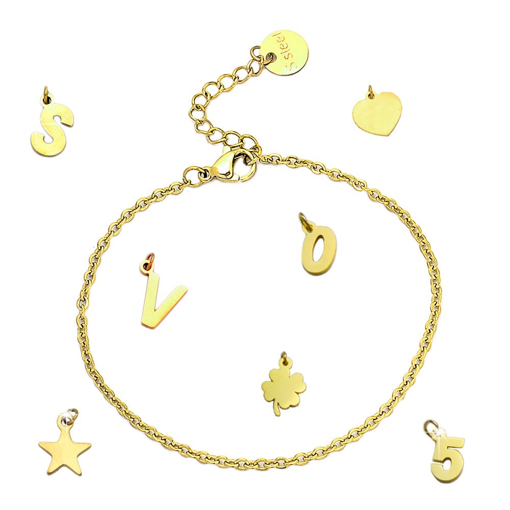 Bracciale componibile e personalizzabile - Nome o Parola - catenina e lettere Yellow Gold -Beloved_gioielli