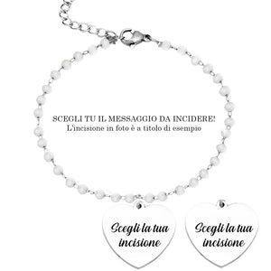 Bracciale con Cristalli Briolè bianchi e ciondolo Cuore - con incisione Personalizzabile -Beloved_gioielli