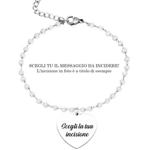 Bracciale con Cristalli Briolè bianchi e ciondolo Cuore - con incisione Personalizzabile -Beloved_gioielli