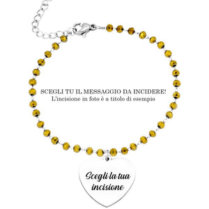 Bracciale con Cristalli Briolè gold e ciondolo Cuore - con incisione Personalizzabile -Beloved_gioielli