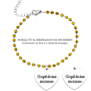 Bracciale con Cristalli Briolè gold e ciondolo Cuore - con incisione Personalizzabile -Beloved_gioielli