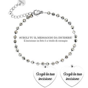 Bracciale con Cristalli Briolè silver e ciondolo Cuore - con incisione Personalizzabile -Beloved_gioielli