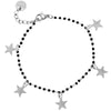 Bracciale con Cristalli tubolari colore Nero e 5 charms silver - Stelle -Beloved_gioielli