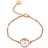 Bracciale con iniziale in acciaio e Cristalli Rose Gold - Scegli la tua lettera all'interno -Beloved_gioielli