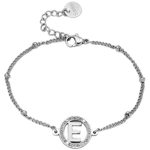 Bracciale con iniziale in acciaio e Cristalli Silver - Scegli la tua lettera all'interno -Beloved_gioielli