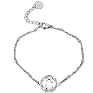 Bracciale con iniziale in acciaio e Cristalli Silver - Scegli la tua lettera all'interno -Beloved_gioielli