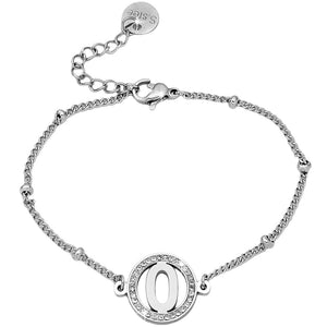 Bracciale con iniziale in acciaio e Cristalli Silver - Scegli la tua lettera all'interno -Beloved_gioielli