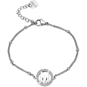 Bracciale con iniziale in acciaio e Cristalli Silver - Scegli la tua lettera all'interno -Beloved_gioielli