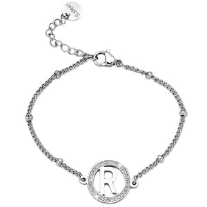 Bracciale con iniziale in acciaio e Cristalli Silver - Scegli la tua lettera all'interno -Beloved_gioielli