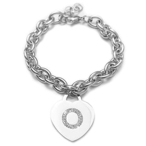 Bracciale con iniziale in acciaio inossidabile e cristalli - Scegli la tua lettera all'interno -Beloved_gioielli