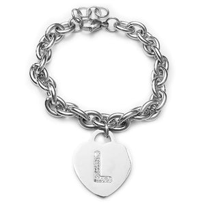 Bracciale con iniziale in acciaio inossidabile e cristalli - Scegli la tua lettera all'interno -Beloved_gioielli