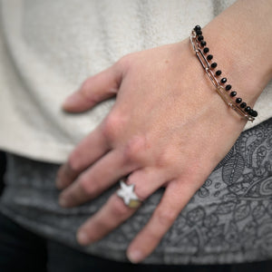 Bracciale con maglia a profilo squadrato e cristalli briolè in acciaio - Rose gold -Beloved_gioielli