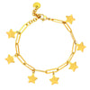 Bracciale con maglia a profilo squadrato in acciaio e charms gold - Stelle -Beloved_gioielli