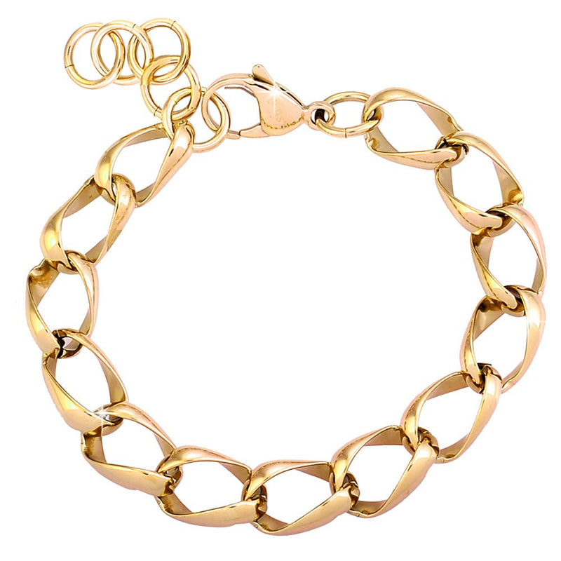 Bracciale con maglia groumette fantasia in acciaio Gold -Beloved_gioielli