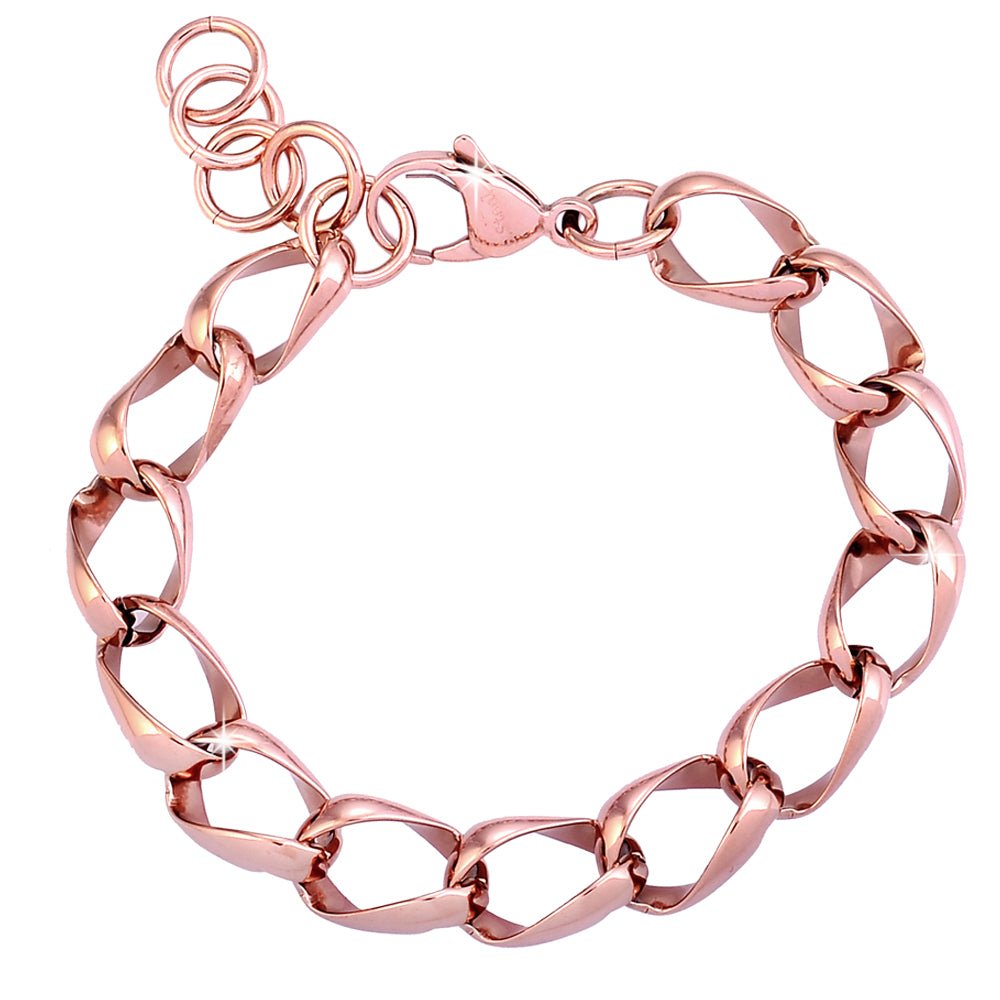 Bracciale con maglia groumette fantasia in acciaio Rose gold -Beloved_gioielli