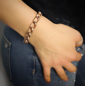 Bracciale con maglia groumette fantasia in acciaio Rose gold -Beloved_gioielli