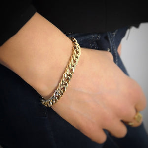 Bracciale con maglia groumette in acciaio Gold -Beloved_gioielli